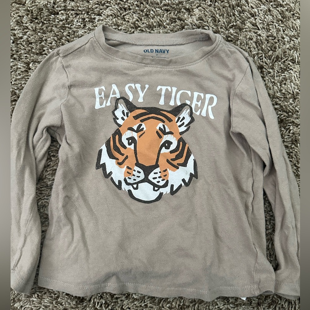 Old Navy Kids Brown 'Easy Tiger' Long Sleeve Tee